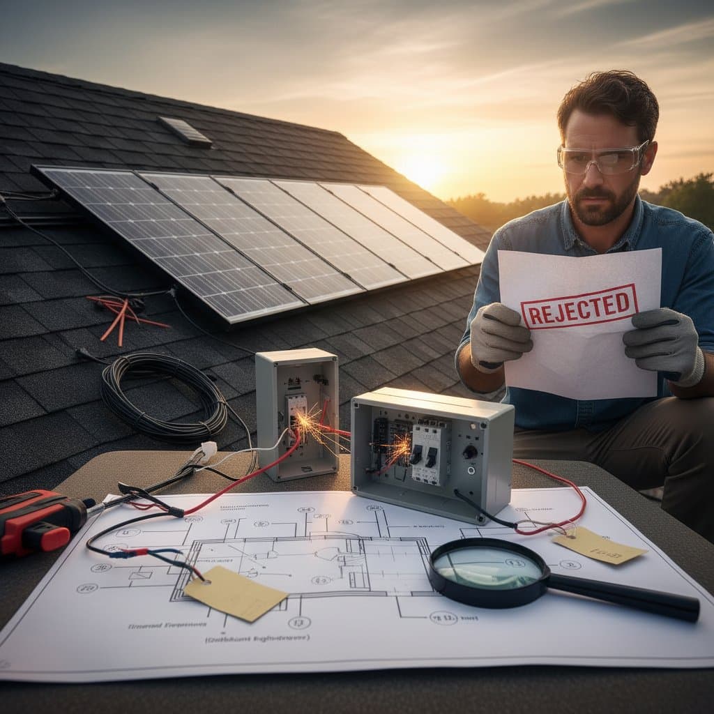 Featured image for Code Violations That Kill DIY Solar Permits