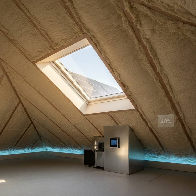 Featured image for Spray Foam Attics Unlock 40% More Solar Savings
