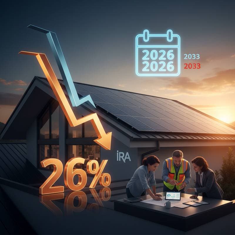 Featured image for Solar Tax Credit Drops to 26% in 2033: Act Now